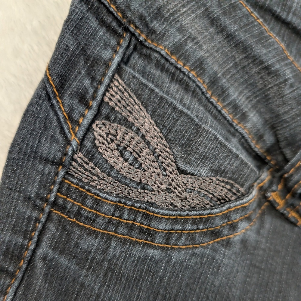 VTG Wanya Jeans Women's 28x33 Black Faded Slim Low Rise Bootcut Embroidered Y2K - Picture 11 of 12